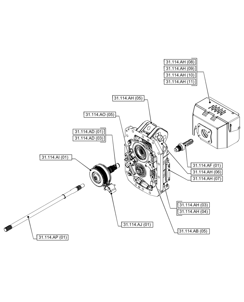 Схема запчастей Case IH PUMA 220 - (00.000.31[04]) - PICTORIAL INDEX - IMPLEMENT POWER TAKE-OFF (00) - GENERAL & PICTORIAL INDEX