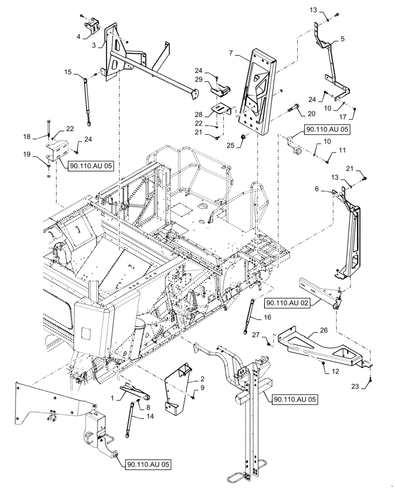 Схема запчастей Case IH 7240 - (90.110.AU[04]) - TRIM, BODY, LH (90) - PLATFORM, CAB, BODYWORK AND DECALS