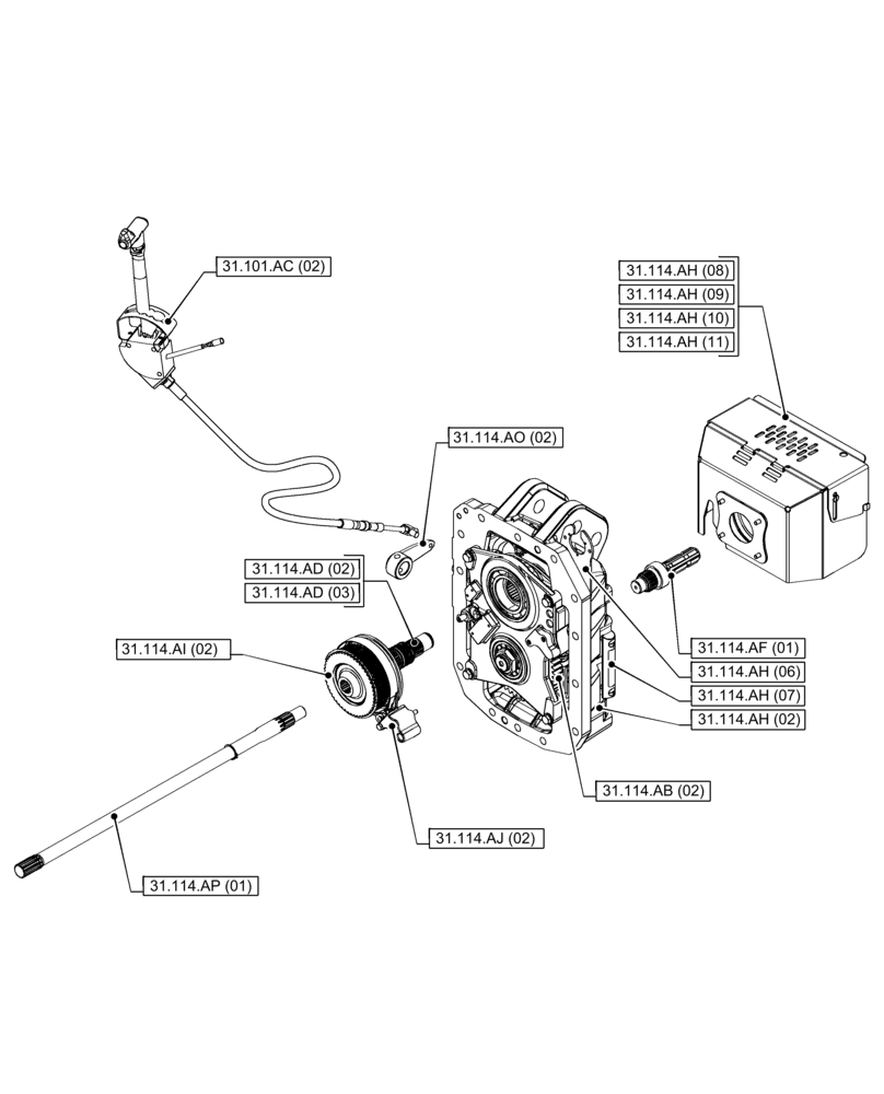 Схема запчастей Case IH PUMA 220 - (00.000.31[02]) - PICTORIAL INDEX - IMPLEMENT POWER TAKE-OFF (00) - GENERAL & PICTORIAL INDEX