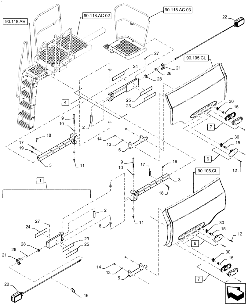 Схема запчастей Case IH 9240 - (55.408.CB[01]) - VAR - 425165, 425167 - LIGHT, MARKER (55) - ELECTRICAL SYSTEMS