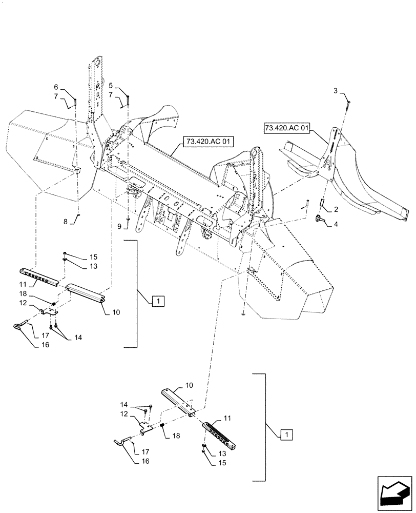Схема запчастей Case IH 9240 - (73.335.AK[04]) - VAR - 425339 - ADJUSTER, CHAFF SPREADER (73) - RESIDUE HANDLING