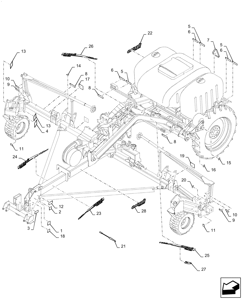 Схема запчастей Case IH 1625 - (90.100.AA[01]) - DECALS (90) - PLATFORM, CAB, BODYWORK AND DECALS
