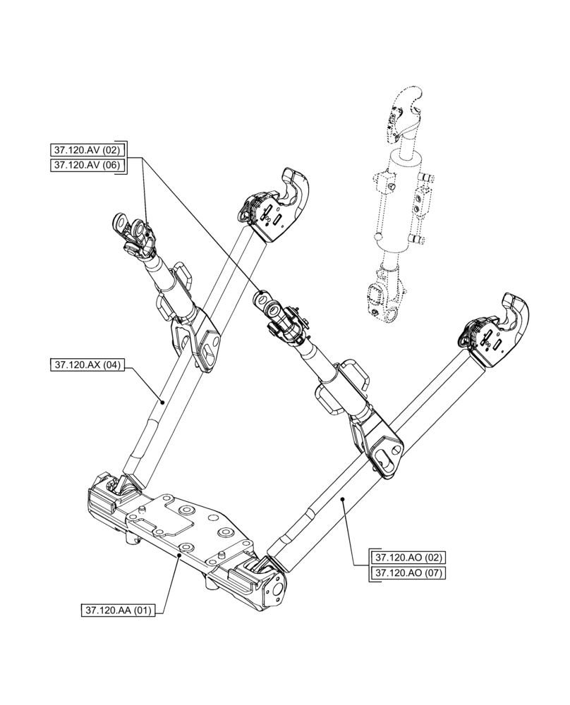 Схема запчастей Case IH PUMA 165 - (00.000.37[02]) - PICTORIAL INDEX - HITCHES, DRAWBARS AND IMPLEMENT COUPLINGS (00) - GENERAL & PICTORIAL INDEX