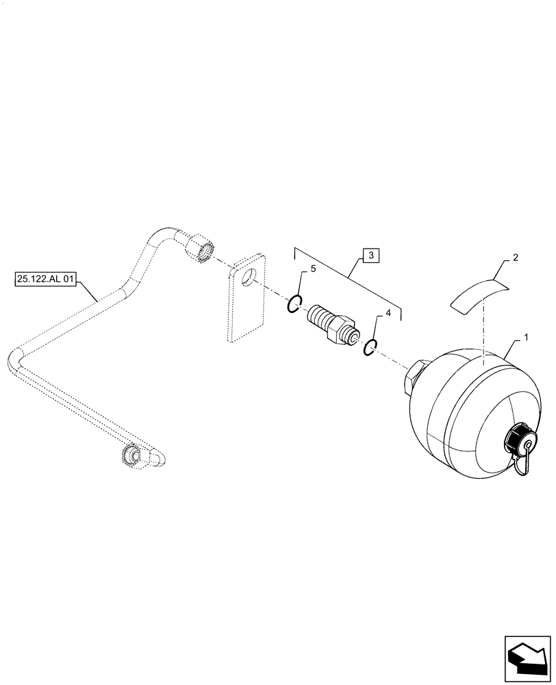 Схема запчастей Case IH MAGNUM 235 - (25.122.AA[01]) - ACCUMULATOR, 12 BOLT, SUSPENDED MFD AXLE-MAGNUM 235,260,290,315 (25) - FRONT AXLE SYSTEM