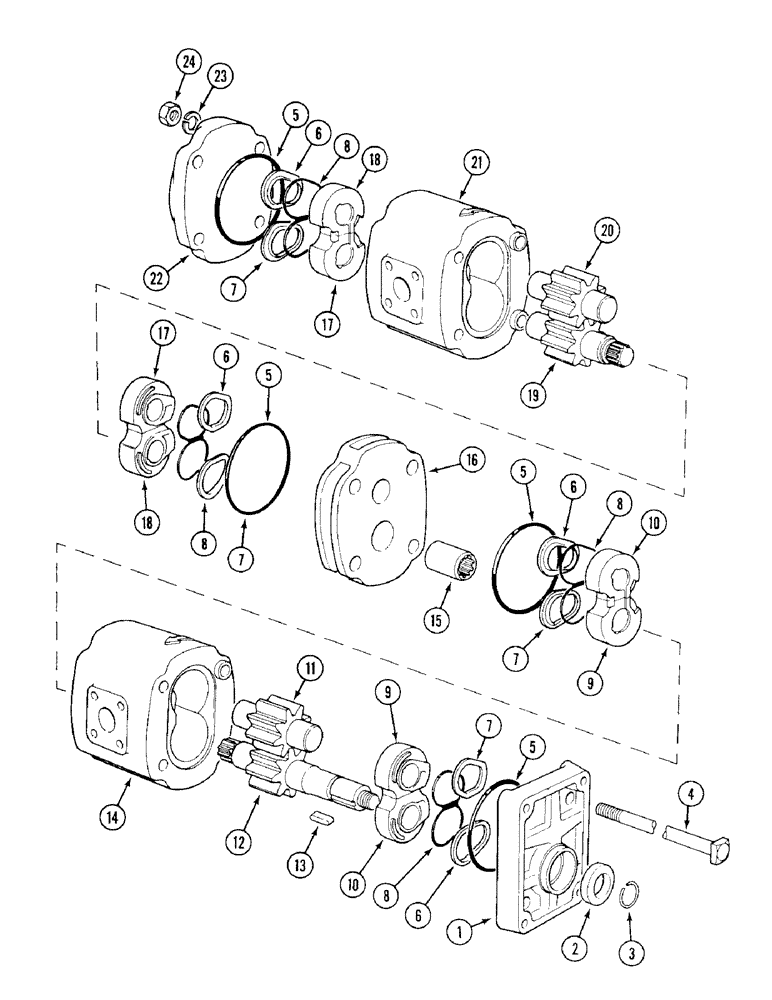 Схема запчастей Case IH 1394 - (8-308) - TANDEM HYDRAULIC PUMP - DOWTY (08) - HYDRAULICS