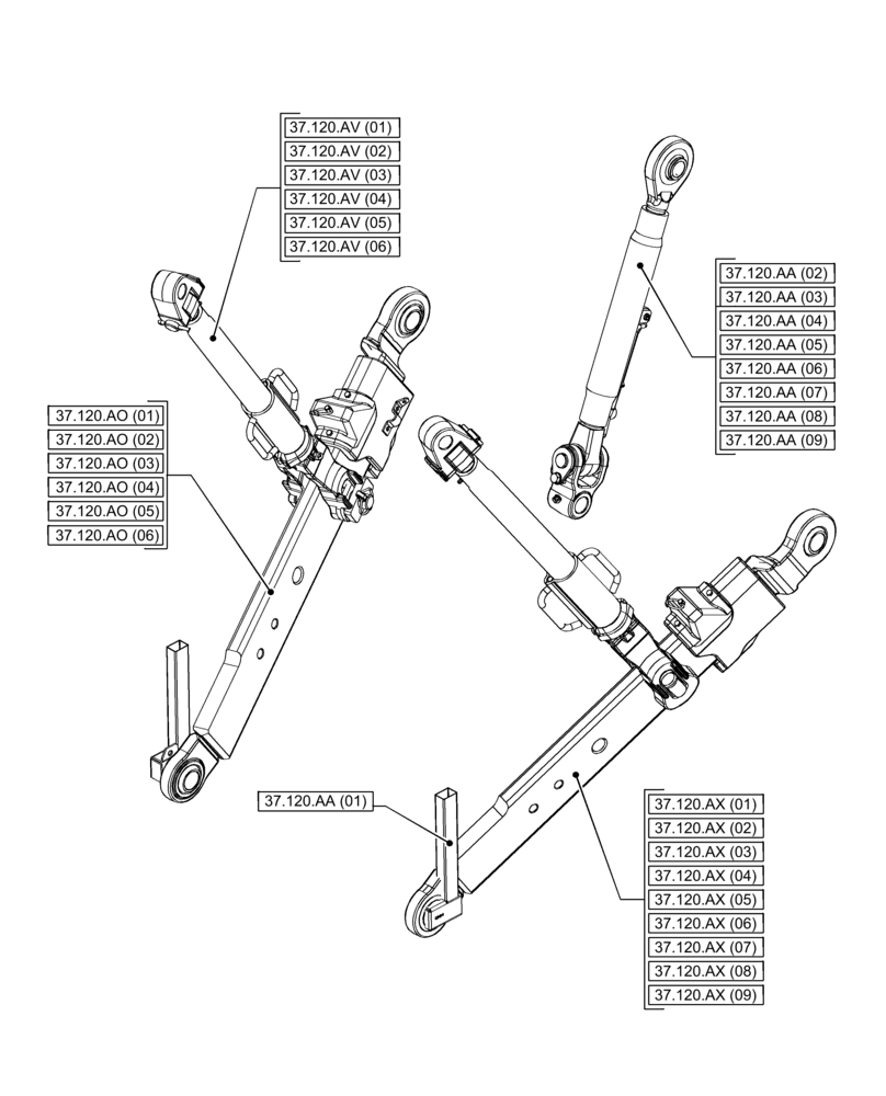 Схема запчастей Case IH PUMA 240 CVT - (00.000.37[01]) - PICTORIAL INDEX - HITCHES, DRAWBARS AND IMPLEMENT COUPLINGS (00) - GENERAL & PICTORIAL INDEX
