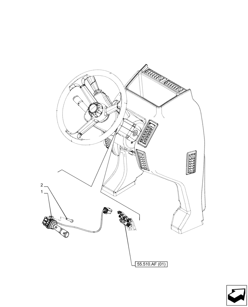 Схема запчастей Case IH PUMA 185 CVT - (55.518.AY[01]) - VAR - 332722, 332723, 392114, 392115 - WINDSHIELD WIPER SWITCH (55) - ELECTRICAL SYSTEMS