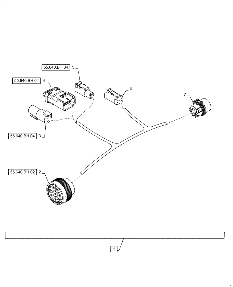 Схема запчастей Case IH QUADTRAC 620 - (55.640.BH[03]) - ISO 11783 CHASSIS HARNESS (55) - ELECTRICAL SYSTEMS