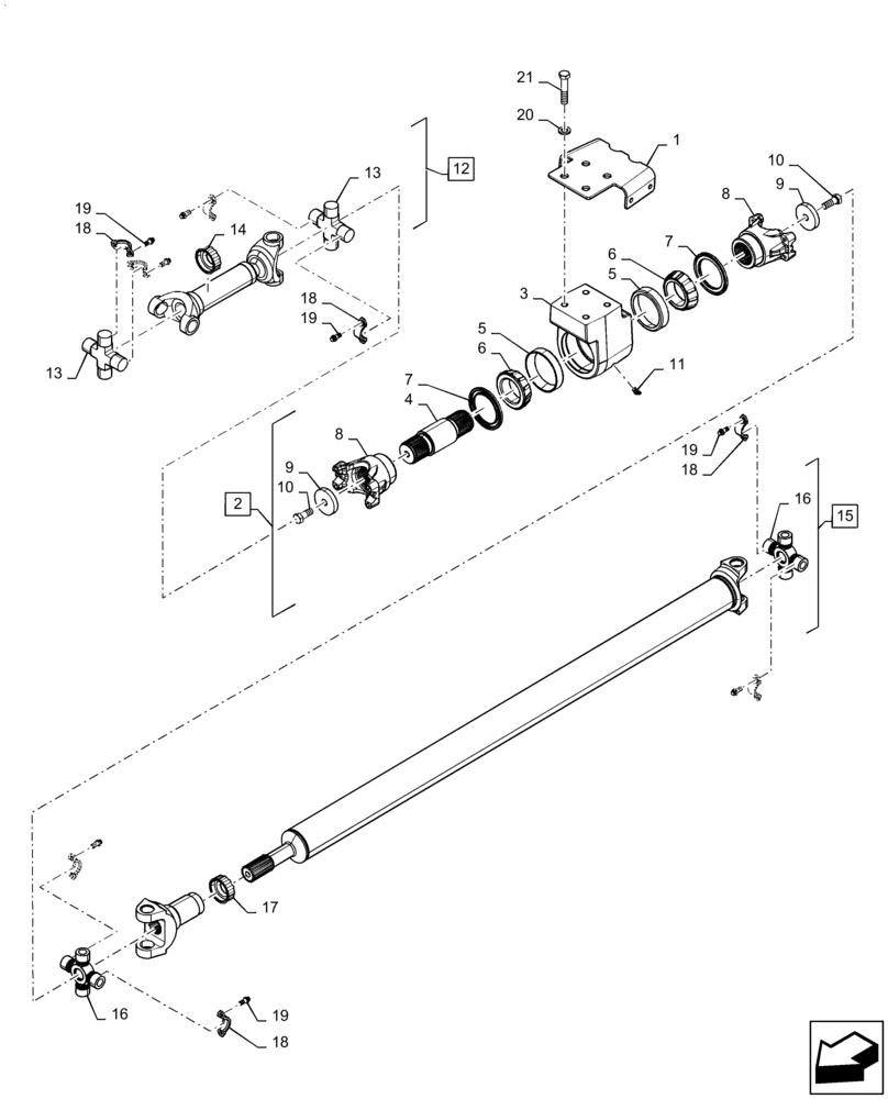 Схема запчастей Case IH QUADTRAC 370 - (31.201.AG[01]) - PTO DRIVE LINES (31) - IMPLEMENT POWER TAKE OFF