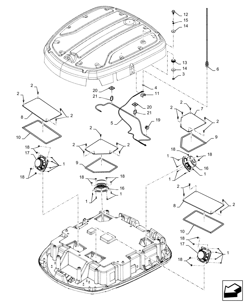 Схема запчастей Case IH PATRIOT 4440 - (55.512.AA[01]) - SPEAKERS AND ANTENNA (55) - ELECTRICAL SYSTEMS