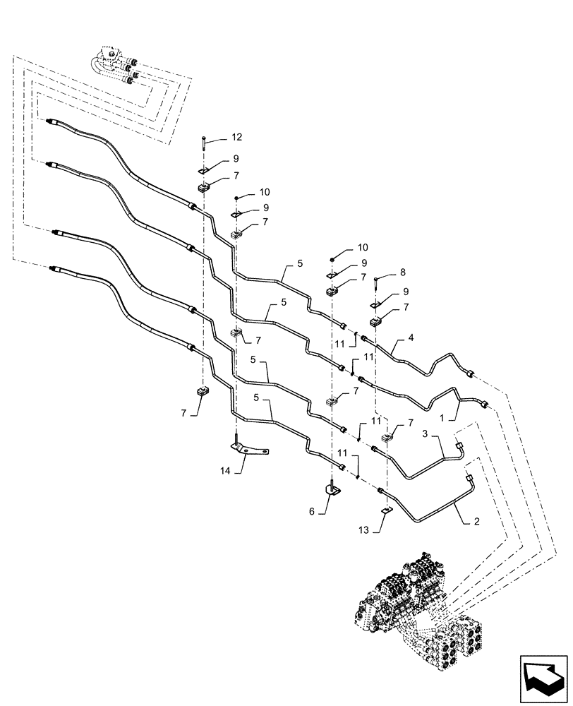 Схема запчастей Case IH MAGNUM 310 - (31.142.AF[11]) - FPTO & HITCH HYDRAULIC LINES, CVT (31) - IMPLEMENT POWER TAKE OFF