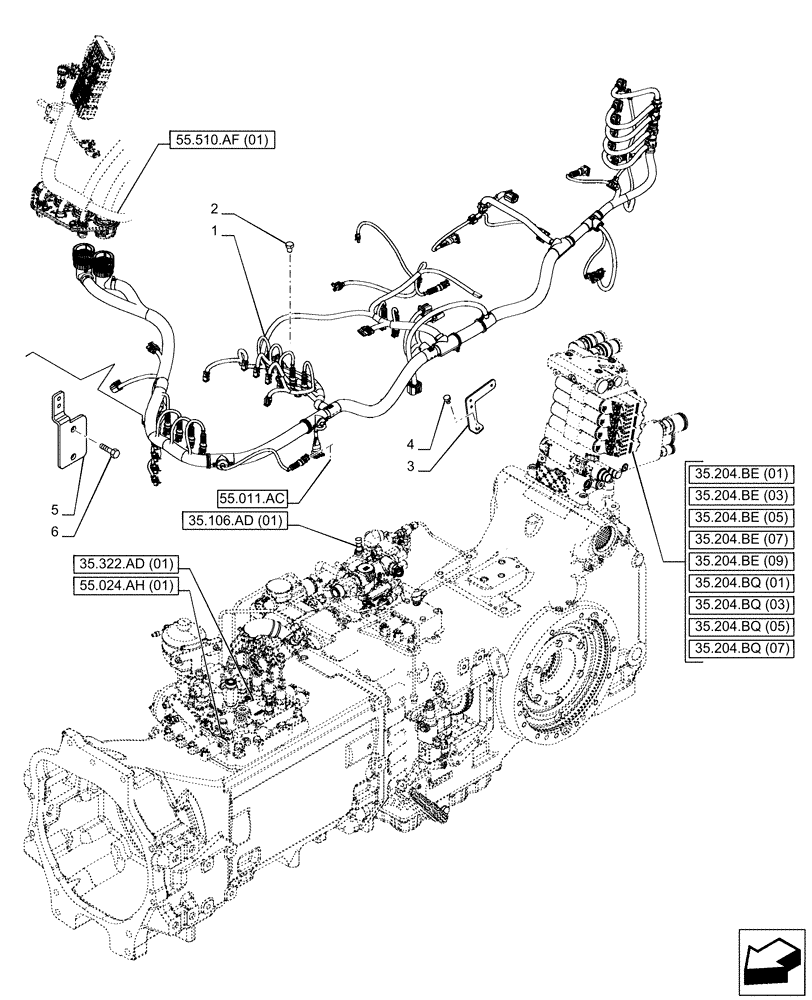 Схема запчастей Case IH PUMA 165 - (55.024.AA[01]) - VAR - 391160 - TRANSMISSION, HARNESS (55) - ELECTRICAL SYSTEMS