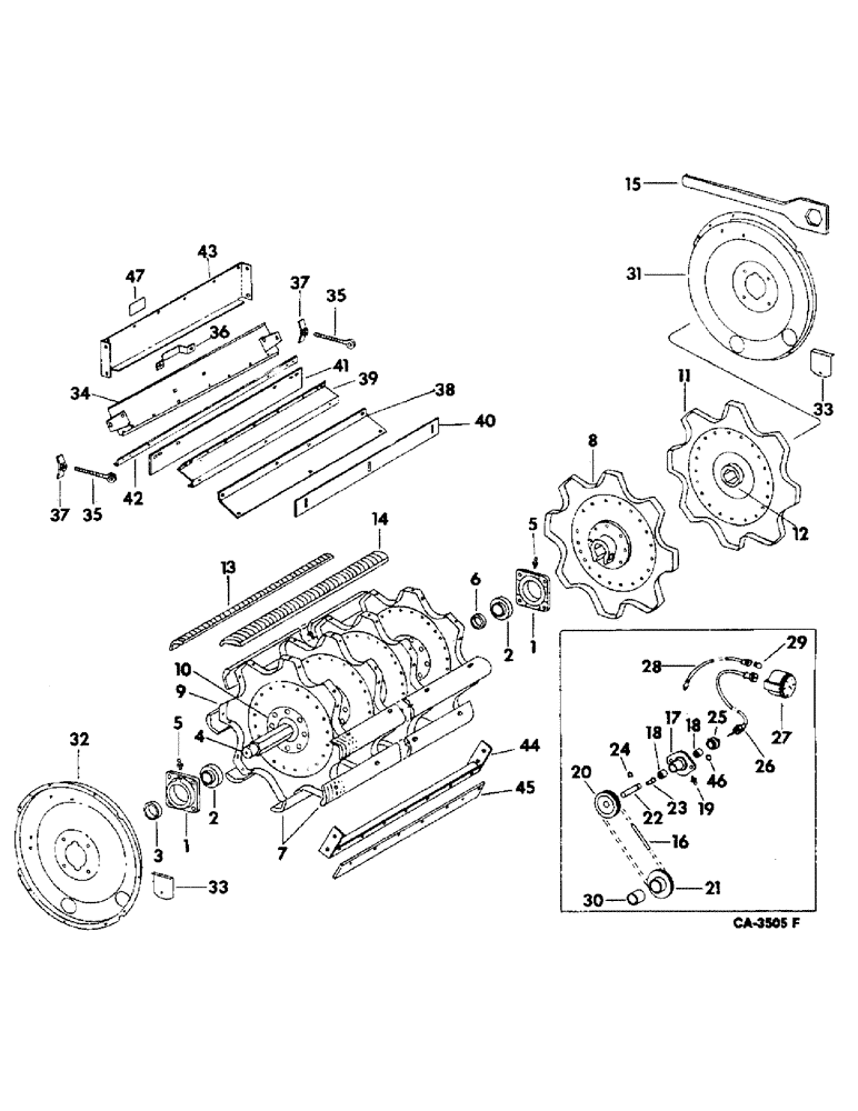 Схема запчастей Case IH 915 - (21-01) - THRESHING CYLINDER AND CONCAVE, RASP BAR CYLINDER (14) - THRESHING