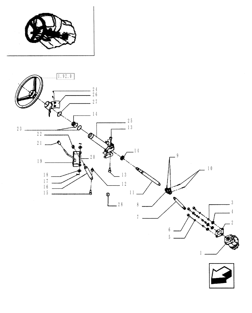 Схема запчастей Case IH JX75 - (1.63.1/01) - (VAR.540) CLASS 2 FRONT AXLE WITH 2ND STEERING CYLINDER (40KPH) (04) - FRONT AXLE & STEERING