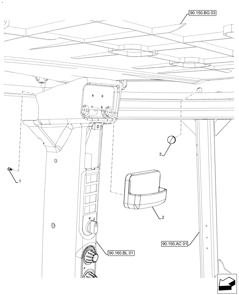Схема запчастей Case IH FARMALL 130A - (90.160.BL[02]) - VAR - 337777 - COVER, W/O RADIO (90) - PLATFORM, CAB, BODYWORK AND DECALS