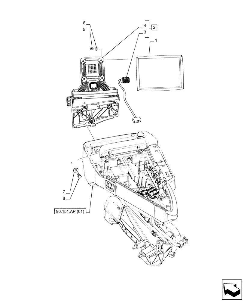 Схема запчастей Case IH PUMA 185 - (55.512.BQ[01]) - VAR - 758148 - ARMREST, CONTROL UNIT, DISPLAY (55) - ELECTRICAL SYSTEMS
