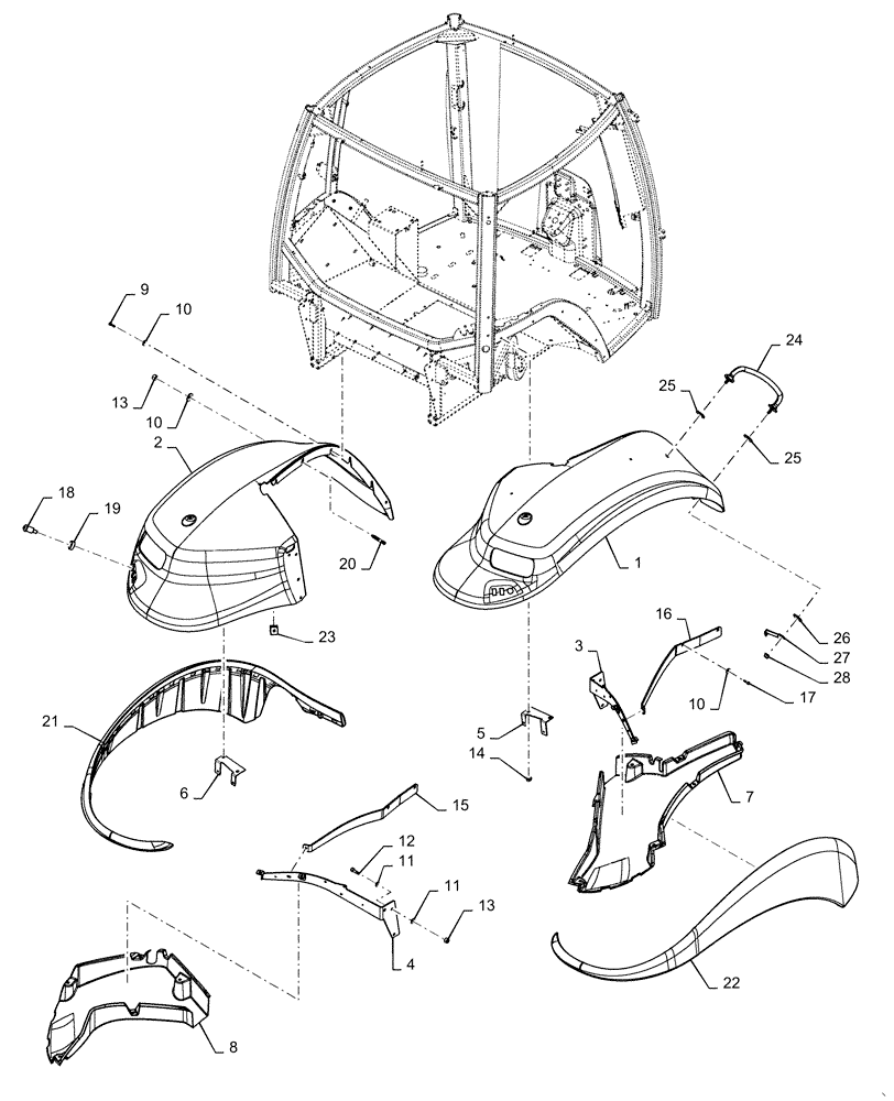 Схема запчастей Case IH MAGNUM 310 - (90.116.AC[05]) - WIDE REAR FENDERS (90) - PLATFORM, CAB, BODYWORK AND DECALS