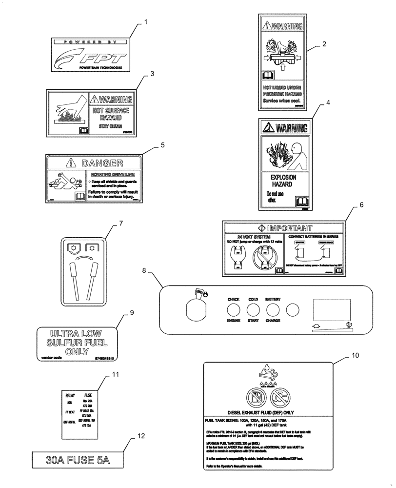 Схема запчастей Case IH 170A - (90.108.AB) - DECAL (90) - PLATFORM, CAB, BODYWORK AND DECALS