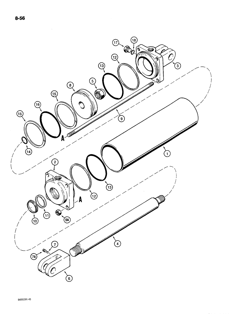 Схема запчастей Case IH 780 - (8-56) - TRANSPORT LIFT CYLINDER, 84993C91, TIE-BOLT TYPE, 5 INCH ID (08) - HYDRAULICS