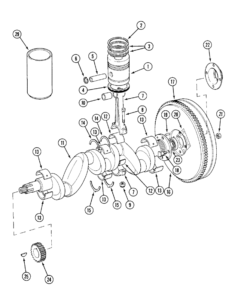 Схема запчастей Case IH 1394 - (2-22) - PISTONS, CRANKSHAFT AND FLYWHEEL (02) - ENGINE