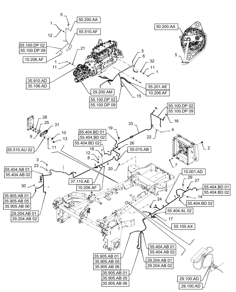 Схема запчастей Case IH WD2304 - (55.100.BZ) - REAR FRAME ELECTRIC SYSTEM CONTROL (55) - ELECTRICAL SYSTEMS