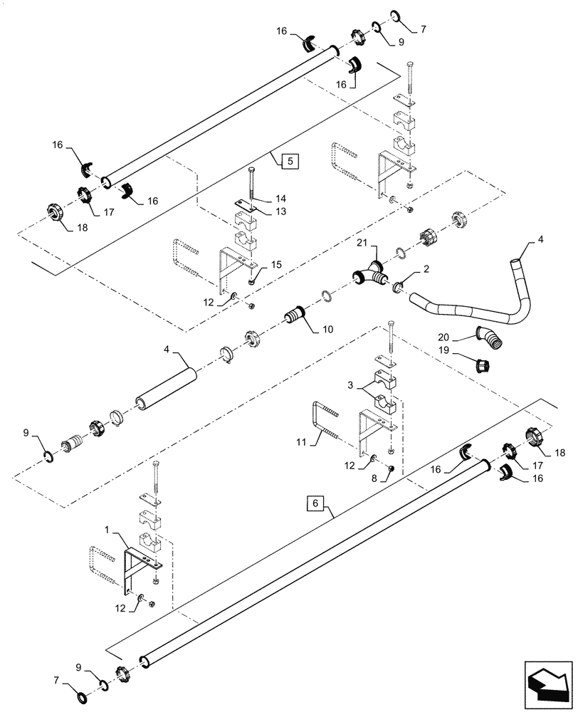 Схема запчастей Case IH PATRIOT 3340 - (78.110.AE[29]) - SPRAYBAR, 120, 7 SECTION, 20" SPACING, RH MID BOOM (78) - SPRAYING