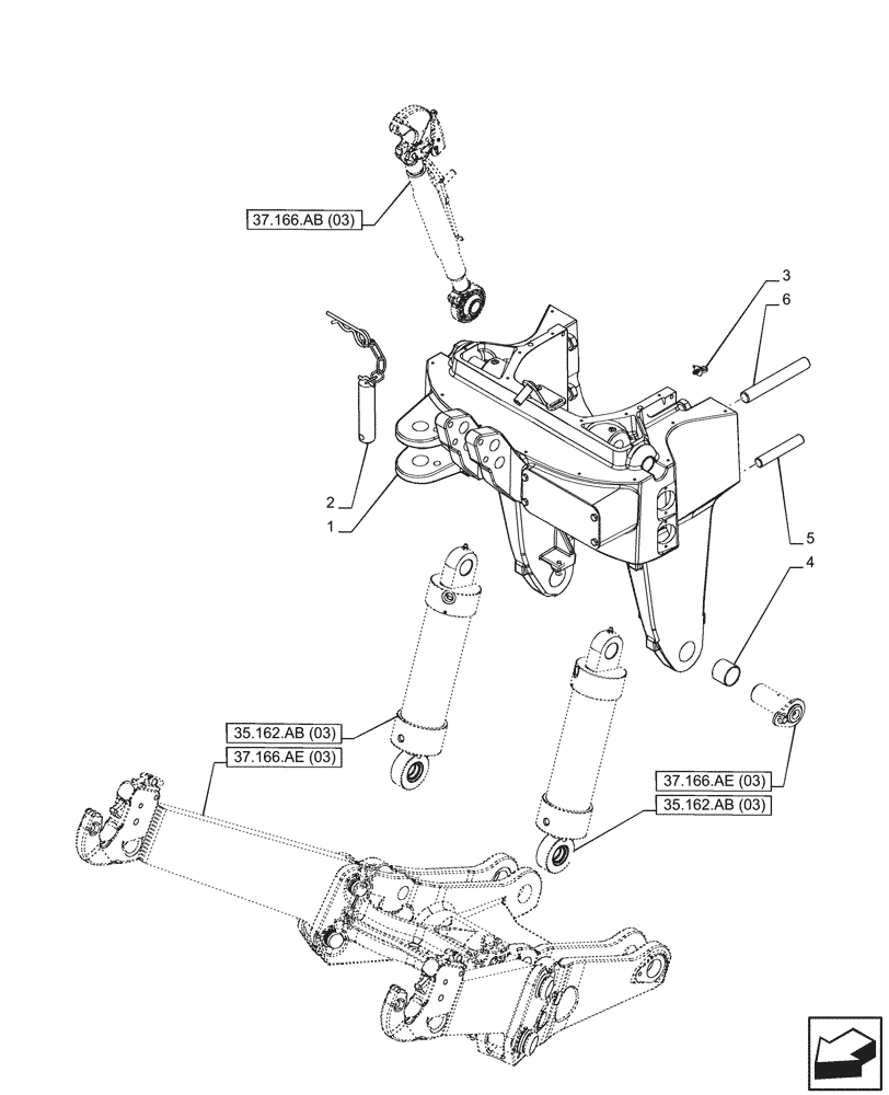 Схема запчастей Case IH PUMA 185 CVT - (37.162.AE[05]) - VAR - 758092 - 3 POINT HITCH, FRONT, W/ COUPLER, SUPPORT (37) - HITCHES, DRAWBARS & IMPLEMENT COUPLINGS