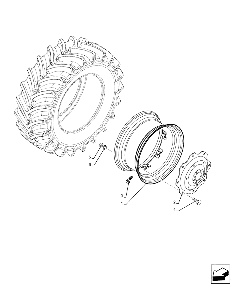 Схема запчастей Case IH FARMALL 115C - (44.520.AB[27]) - VAR - 8954401 - REAR, WHEEL (DWW15LX30) ISO (44) - WHEELS