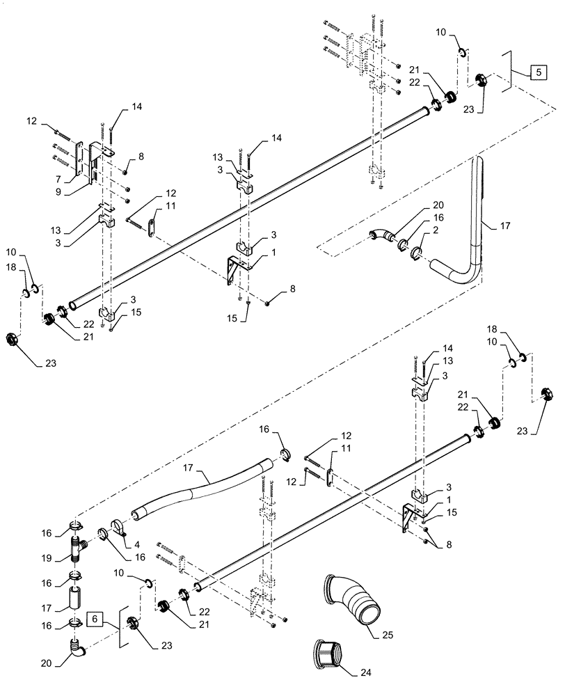 Схема запчастей Case IH PATRIOT 3340 - (78.110.AE[24]) - SPRAYBAR, 120, 7 SECTION, 20" SPACING, LH OUTER AND BREAKAWAY (78) - SPRAYING