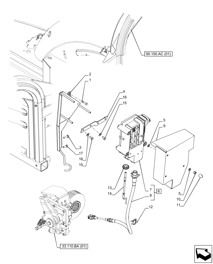 Схема запчастей Case IH PUMA 150 - (55.031.AB) - VAR - 391148, 758034 - EMERGENCY BRAKE, ELECTRONIC CONTROL UNIT (55) - ELECTRICAL SYSTEMS