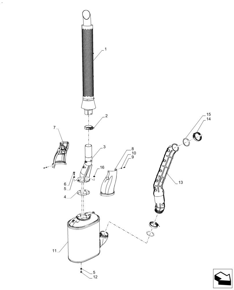 Схема запчастей Case IH FARMALL 120A - (10.500.AO[01]) - VAR - 390199 - SELECTIVE CATALYTIC REDUCTION (SCR) AND MUFFLER (10) - ENGINE