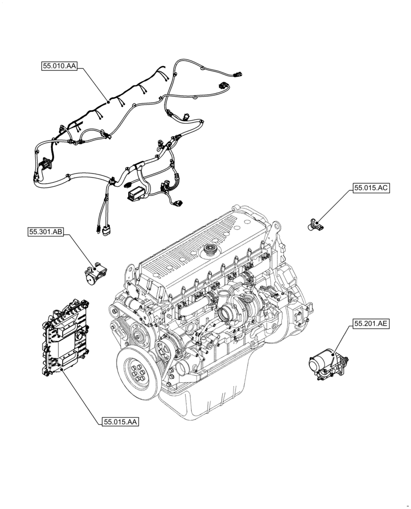 Схема запчастей Case IH F3JFE613A B002 - (55.000.00) - SECTION INDEX - ELECTRICAL SYSTEMS (55) - ELECTRICAL SYSTEMS