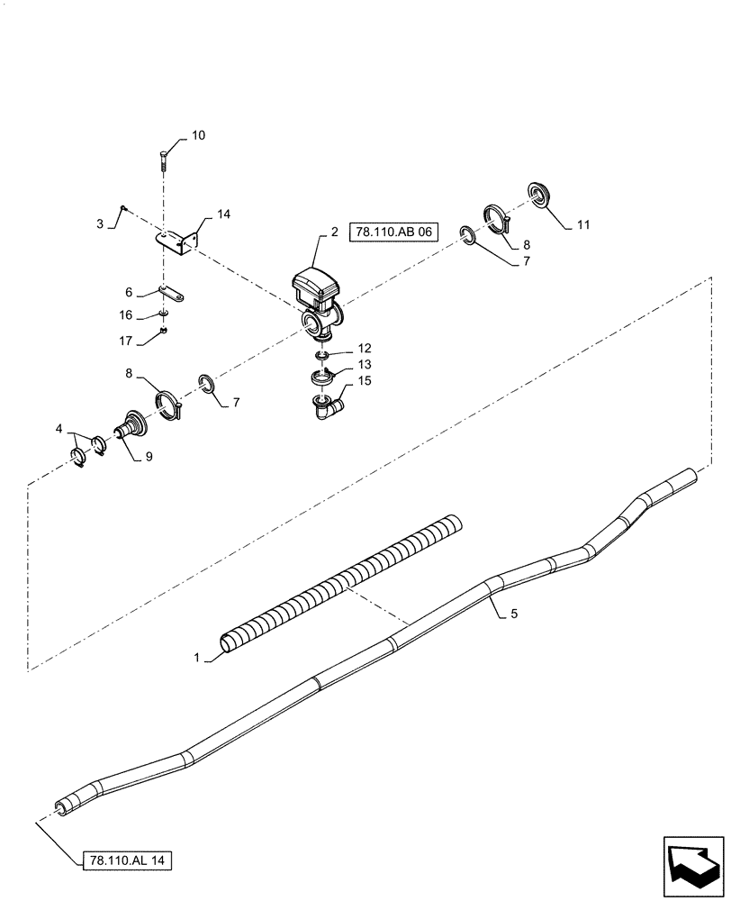 Схема запчастей Case IH PATRIOT 3340 - (78.110.AL[17]) - 120, 7 SECTION, RH OUTER BOOM PLUMBING (78) - SPRAYING