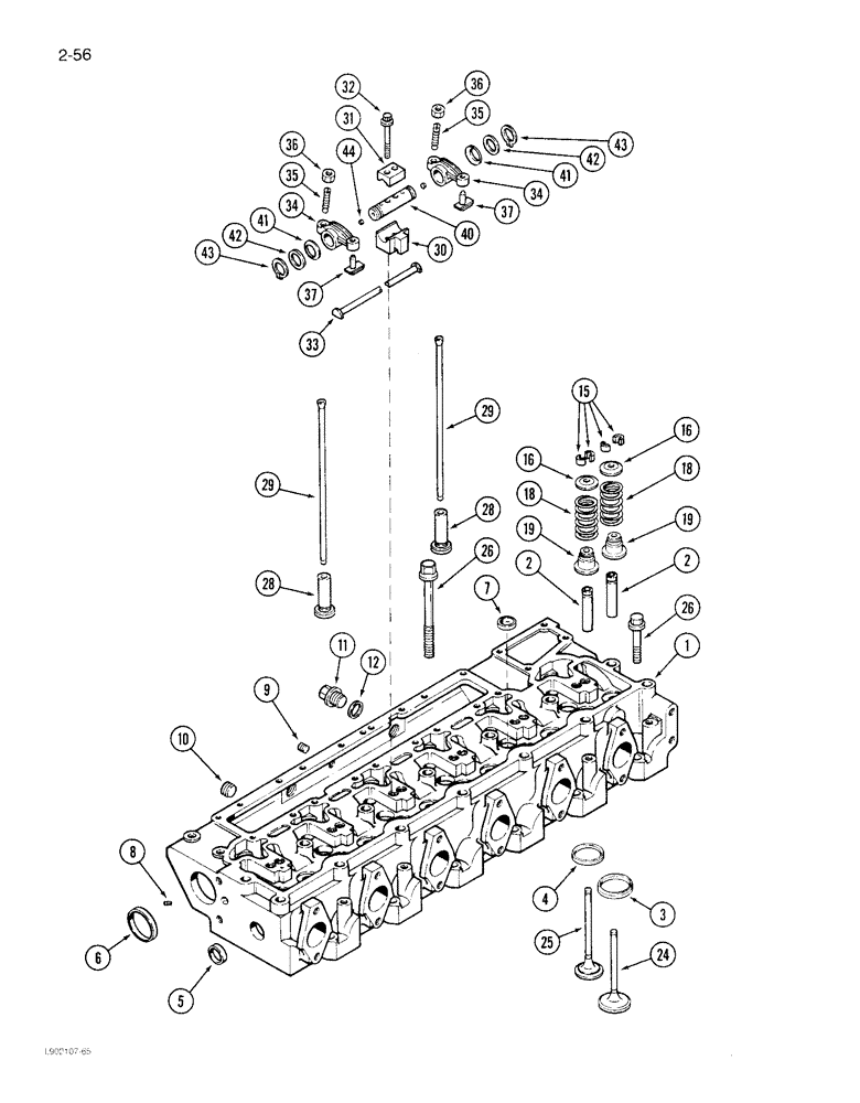 Схема запчастей Case IH 1822 - (2-56) - CYLINDER HEAD AND VALVE MECHANISM 6TA-830 ENGINE (01) - ENGINE