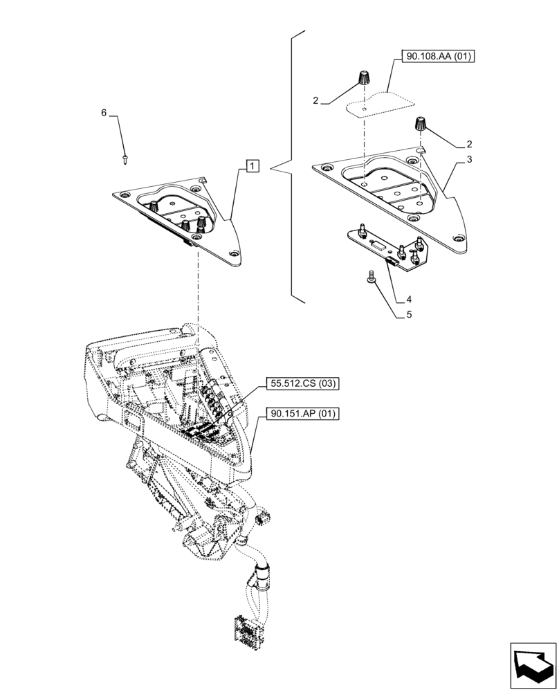 Схема запчастей Case IH PUMA 185 - (55.512.CS[07]) - VAR - 335477 - ARMREST, ELECTRONIC CONTROLS (55) - ELECTRICAL SYSTEMS