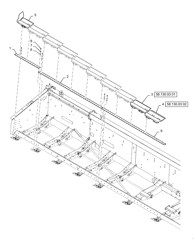 Схема запчастей Case IH 3162 - (58.130.02[02]) - FLOOR, ASSY, 40FT CENTER KNIFE DRIVE, RH (58) - ATTACHMENTS/HEADERS