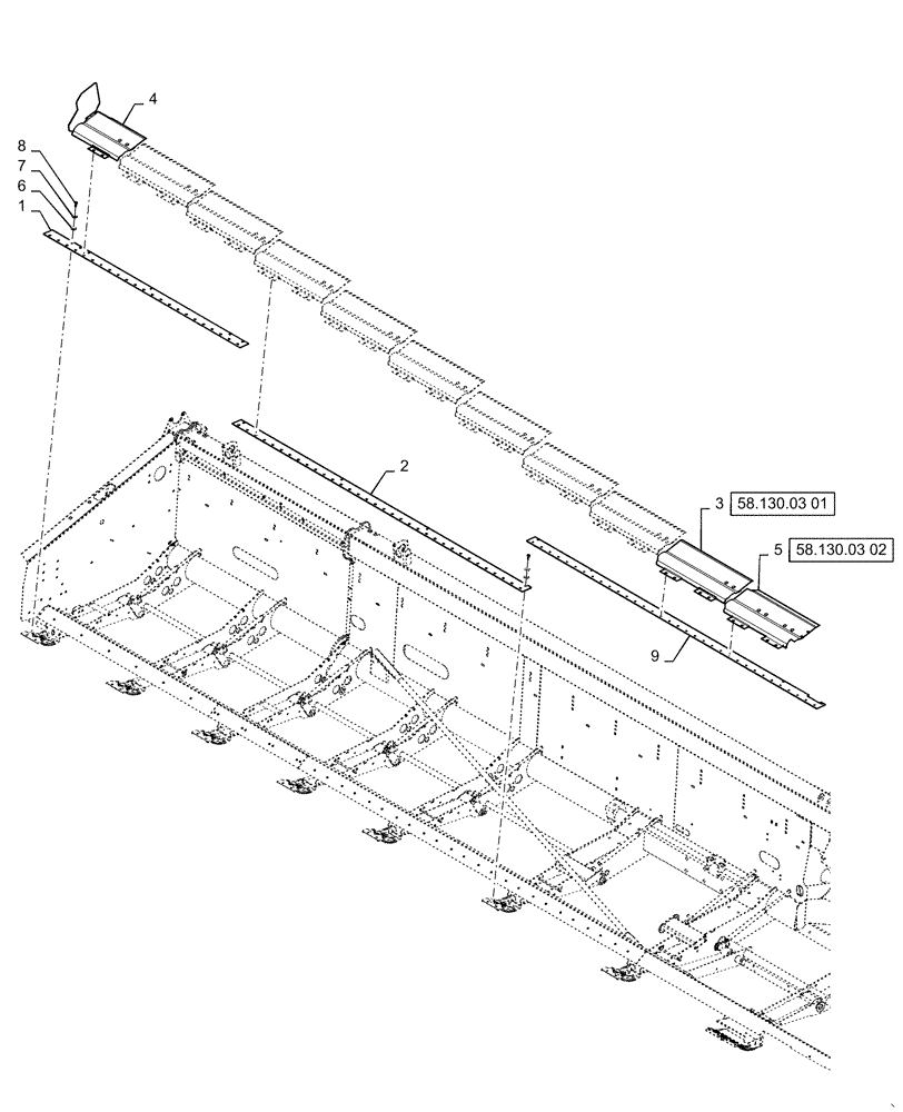 Схема запчастей Case IH 3152 - (58.130.02[02]) - FLOOR, ASSY, 45FT CENTER KNIFE DRIVE, RH (58) - ATTACHMENTS/HEADERS