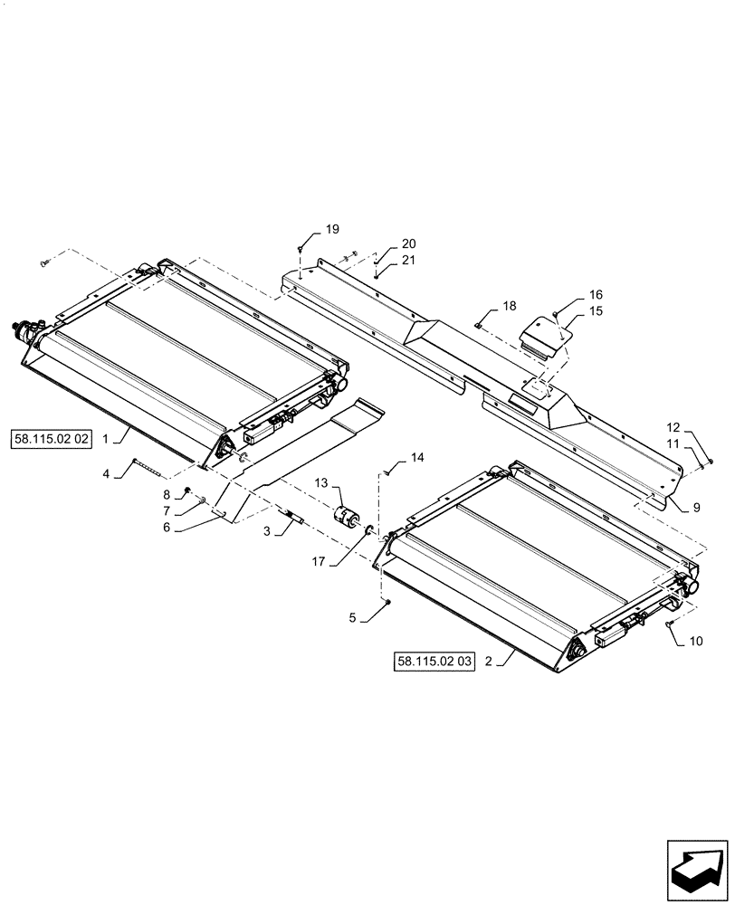 Схема запчастей Case IH 3162 - (58.115.02[01]) - FEEDER, ASSY (58) - ATTACHMENTS/HEADERS