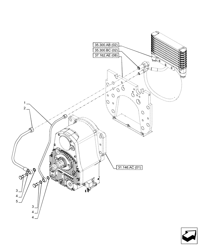 Схема запчастей Case IH PUMA 185 CVT - (31.142.AF[02]) - VAR - 758093 - 3 POINT HITCH, FRONT, W/ PTO, PTO, LINE (31) - IMPLEMENT POWER TAKE OFF