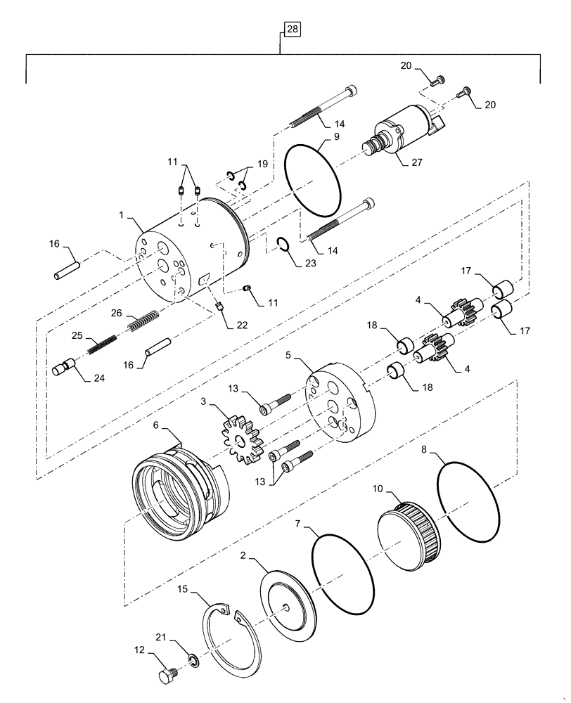 Схема запчастей Case IH MAGNUM 2654 - (31.146.AW[01]) - FRONT PTO PUMP (31) - IMPLEMENT POWER TAKE OFF