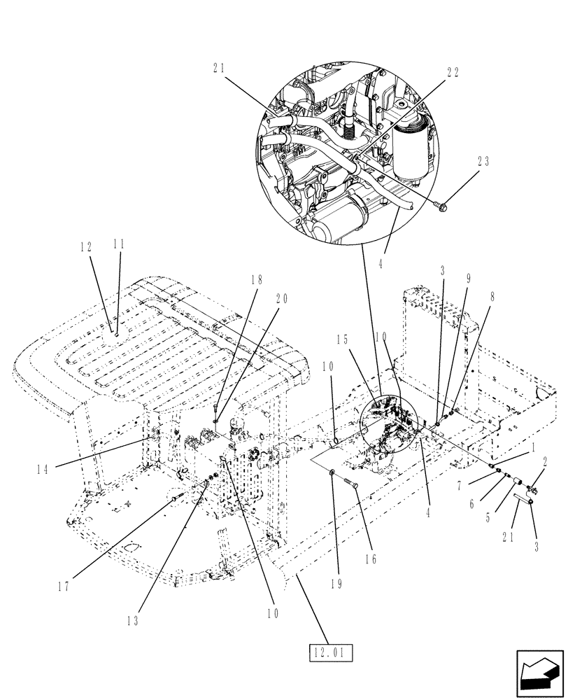 Схема запчастей Case IH WDX1002S - (10.11[3]) - HEATER LINES (10) - OPERATORS PLATFORM/CAB