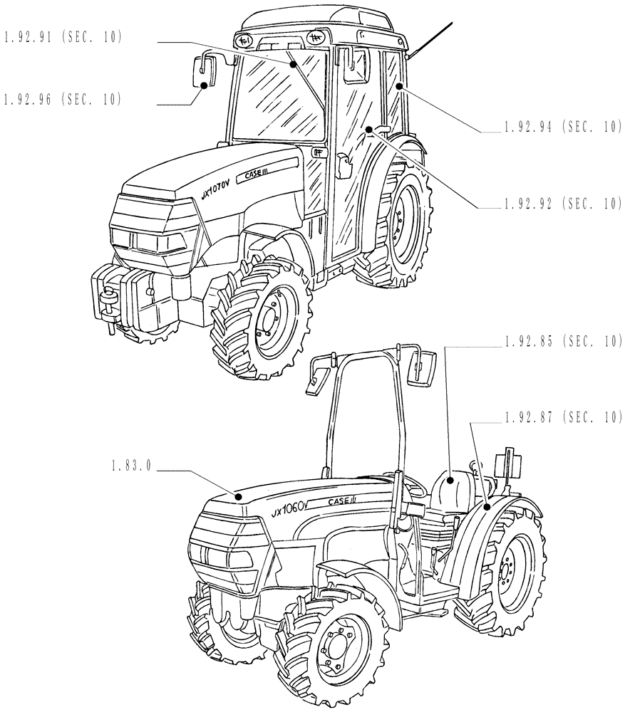 Схема запчастей Case IH JX1075N - (1.82.9) - SEC. 08 - SHEET METAL (08) - SHEET METAL
