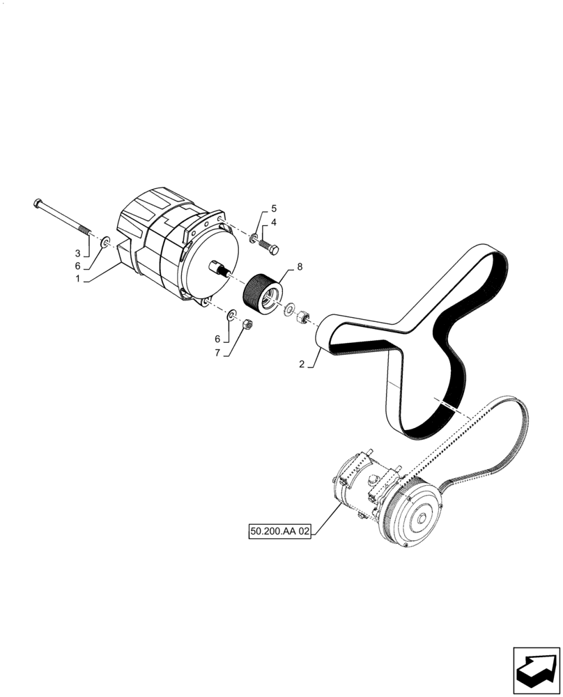 Схема запчастей Case IH 8240 - (55.301.AD[02]) - ALTERNATOR (55) - ELECTRICAL SYSTEMS