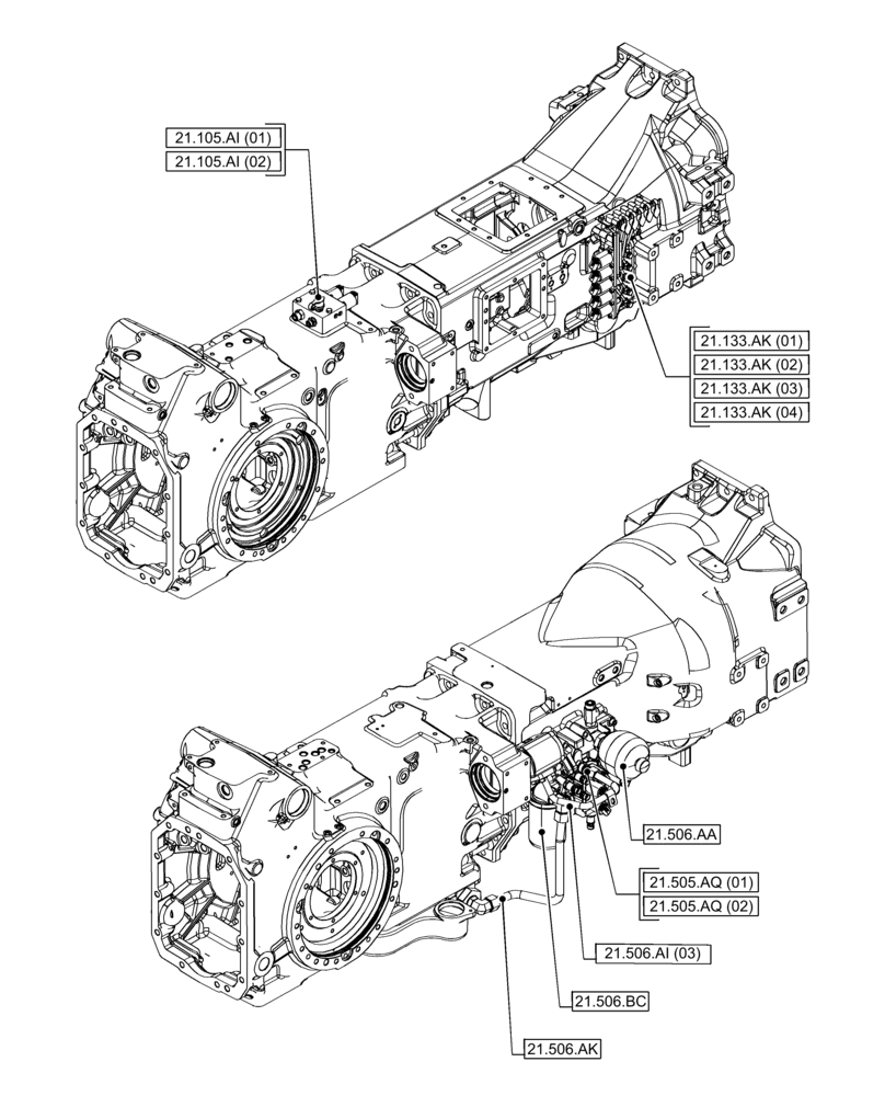 Схема запчастей Case IH PUMA 150 - (21.000.00[05]) - SECTION INDEX - TRANSMISSION (21) - TRANSMISSION