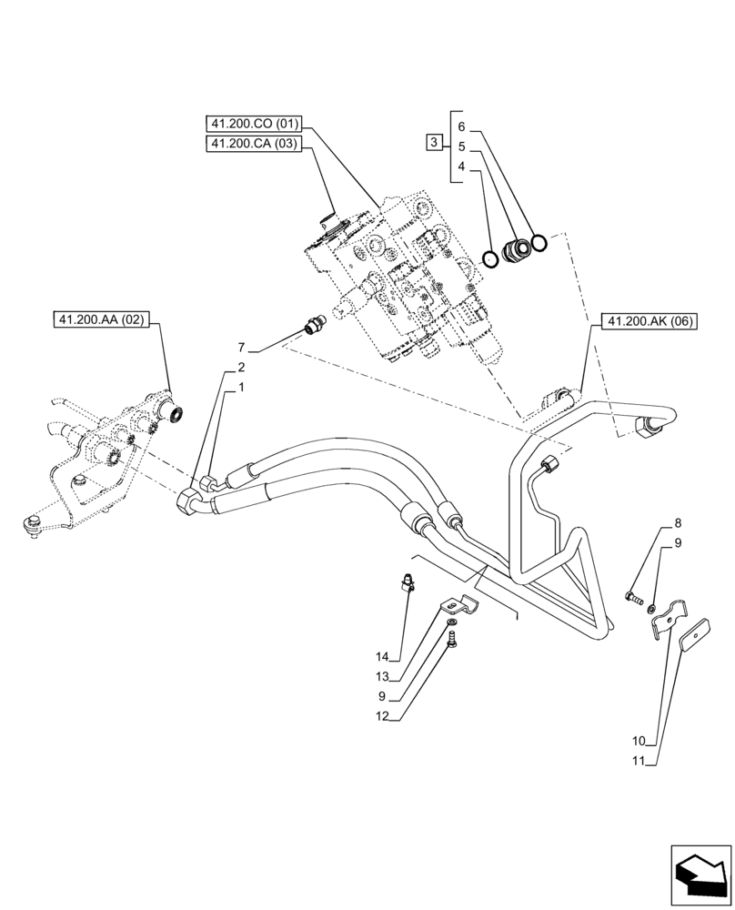 Схема запчастей Case IH PUMA 185 - (41.200.AA[07]) - VAR - 758268, 758269, 758272, 758273 - STEERING VALVE, LINE, AUTOGUIDANCE SYSTEM, POWERSHIFT - END YR 02-APR-2014 (41) - STEERING