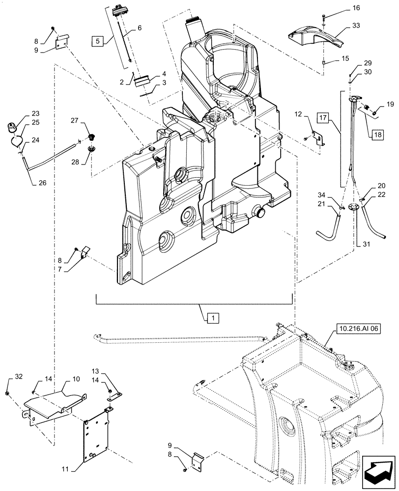 Схема запчастей Case IH MAGNUM 3154 - (10.216.AI[07]) - FUEL TANK & ASSOCIATED PARTS, LH - TIER 2B, TIER 3 (10) - ENGINE