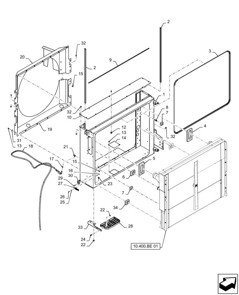 Схема запчастей Case IH 8240 - (10.400.BF[01]) - COOLER, BOX, FRAME (10) - ENGINE