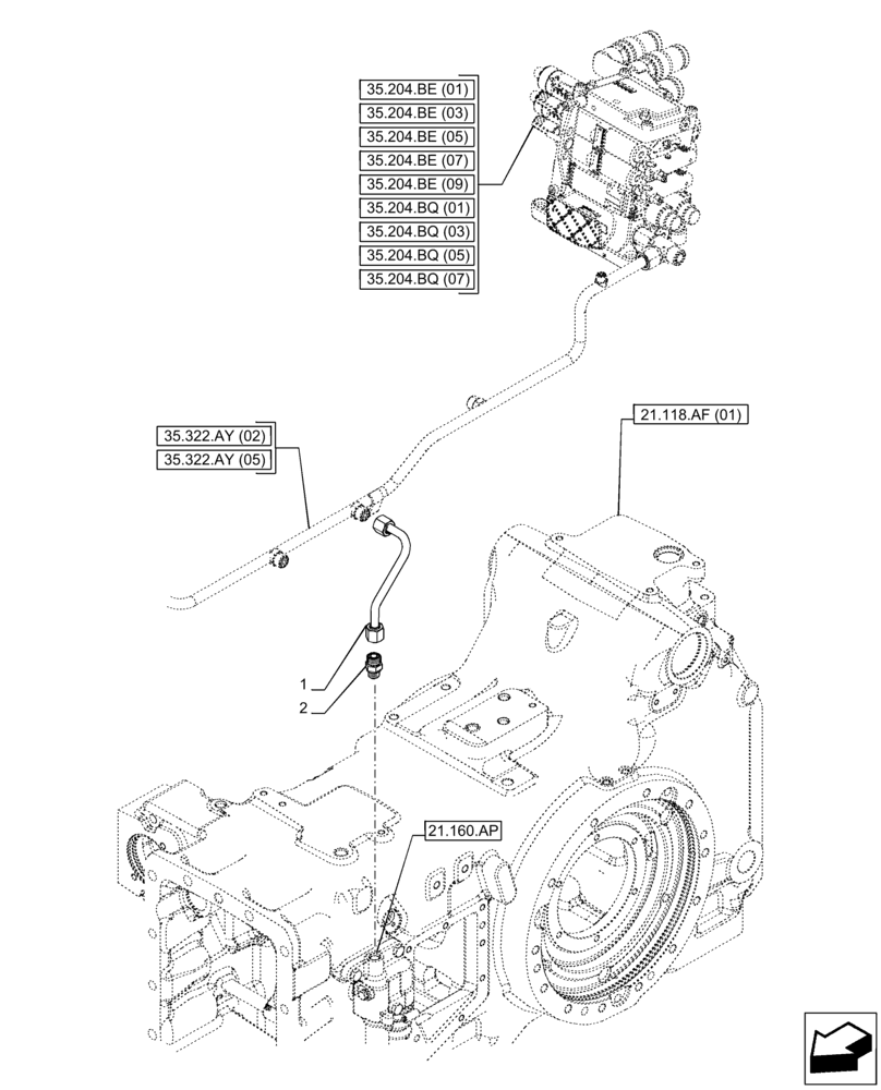Схема запчастей Case IH PUMA 150 - (35.322.AY[09]) - VAR - 758011, 758013, 758015, 758017, 758019, 758021 - CREEPER, LOW PRESSURE, LINE (35) - HYDRAULIC SYSTEMS