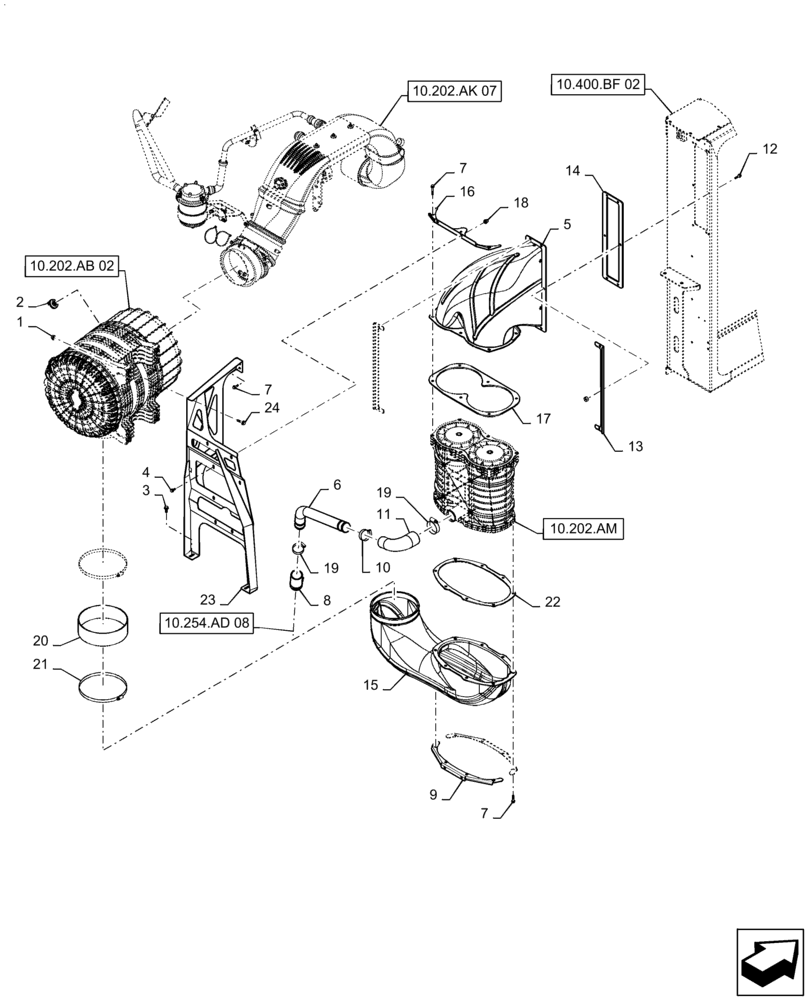 Схема запчастей Case IH 9240 - (10.202.AK[08]) - AIR INTAKE (10) - ENGINE
