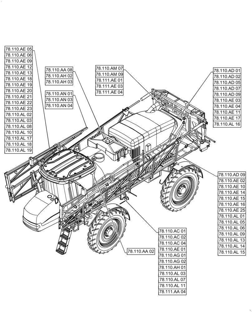 Схема запчастей Case IH PATRIOT 4440 - (78.000.00[01]) - SECTION INDEX - PLUMBING (78) - SPRAYING